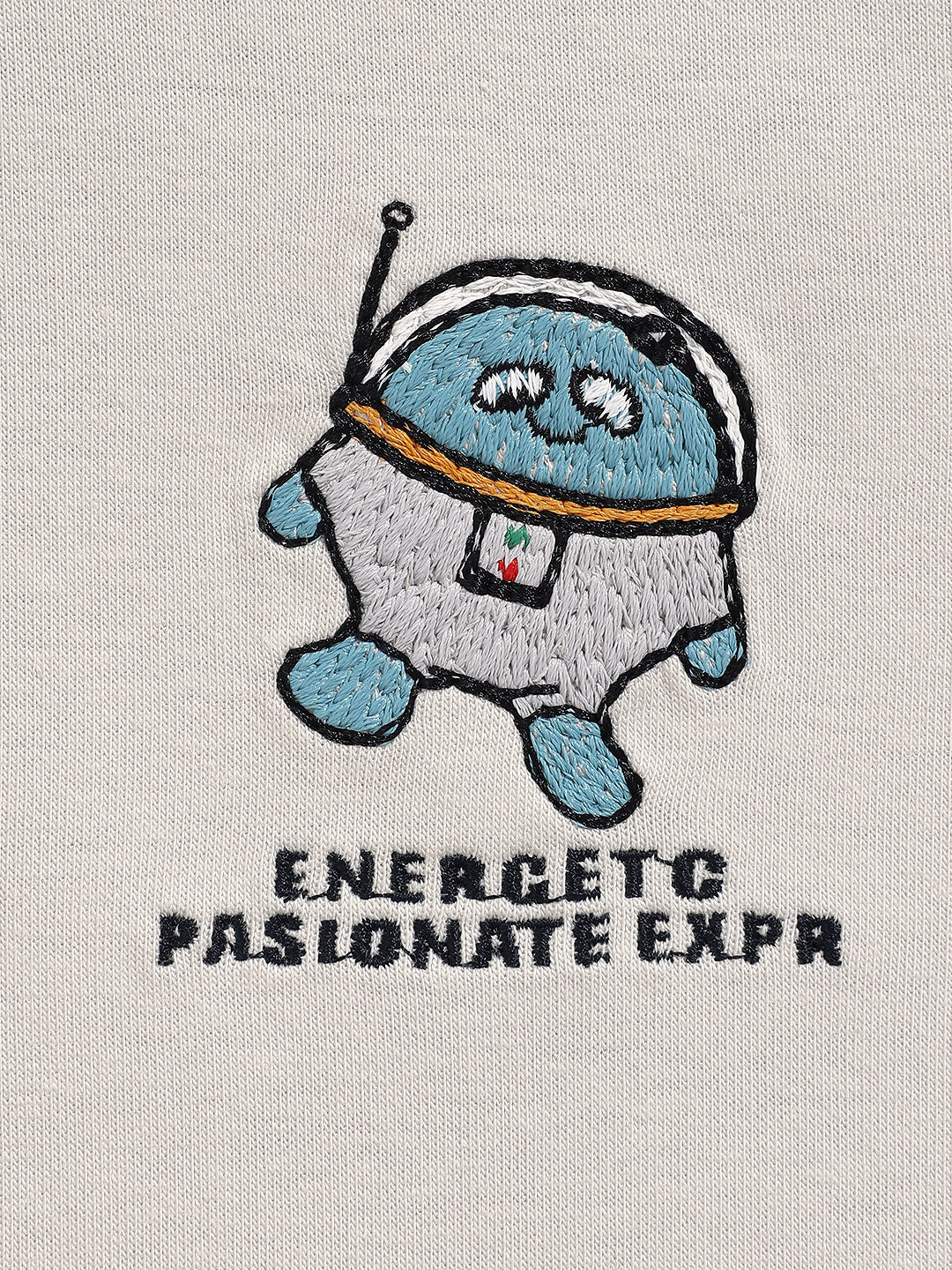 Men's Cream Relaxed Fit Graphic Printed Casual Sweatshirt