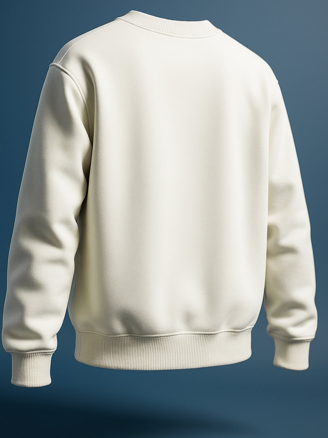 Men's Cream Relaxed Fit Graphic Printed Casual Sweatshirt