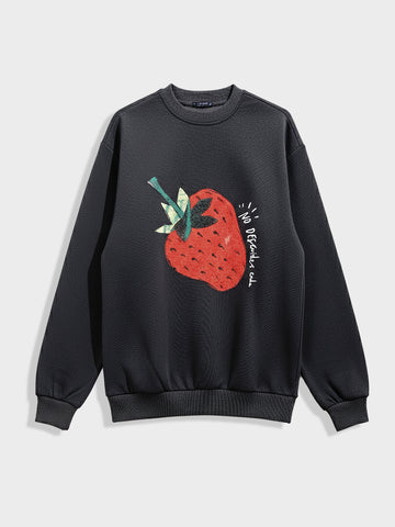 Men's Grey Relaxed Fit Graphic Printed Casual Sweatshirt
