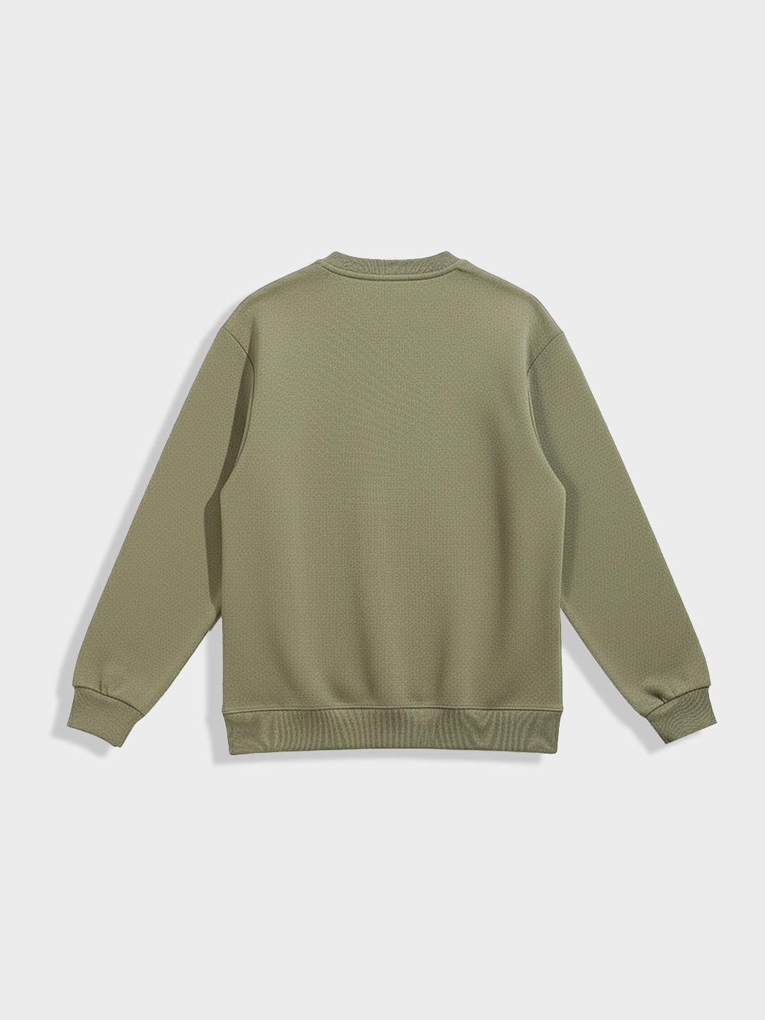 Men's Olive Relaxed Fit Embroided Casual Sweatshirt