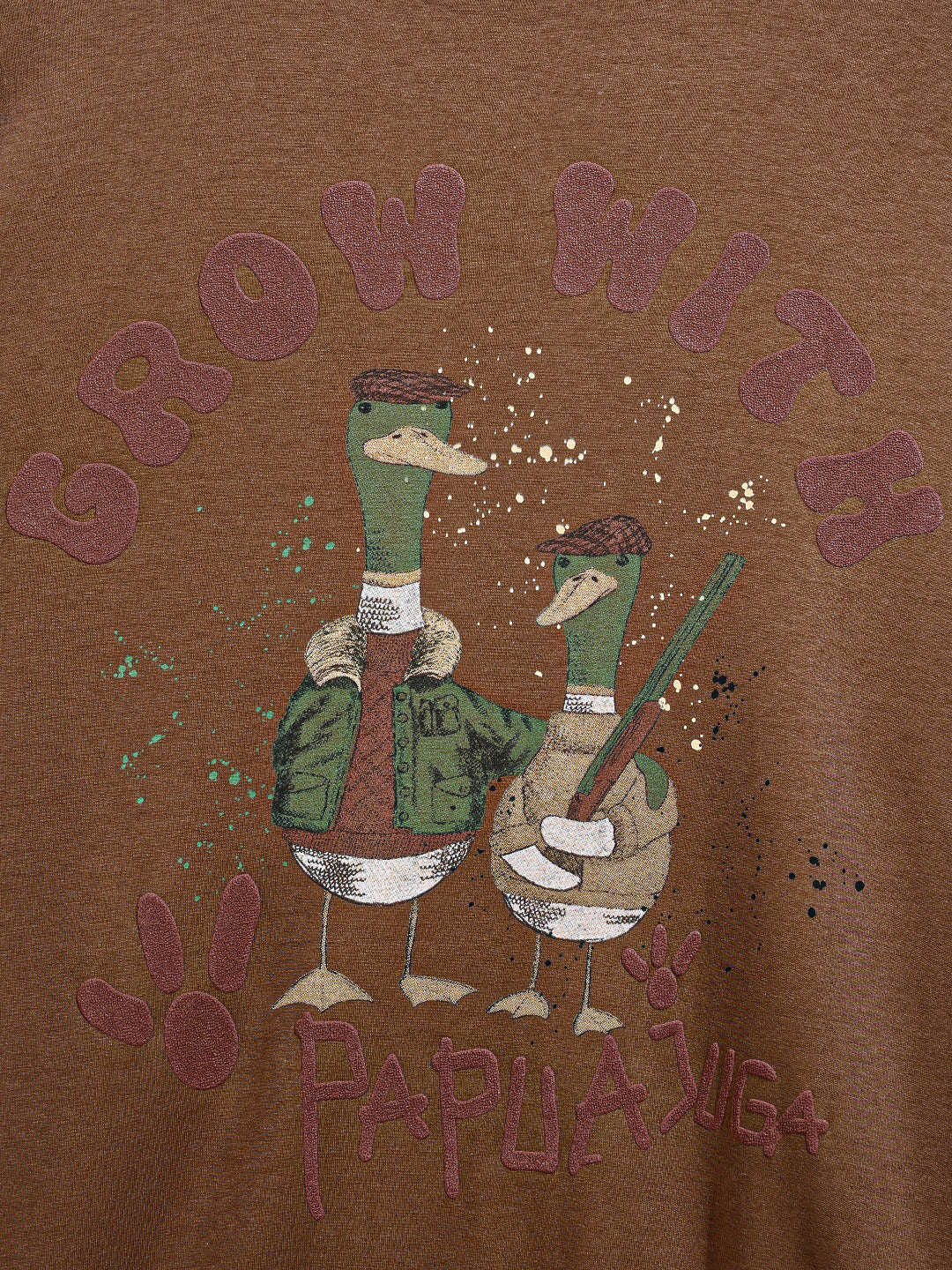 Men's Brown Relaxed Fit Graphic Printed Casual Sweatshirt