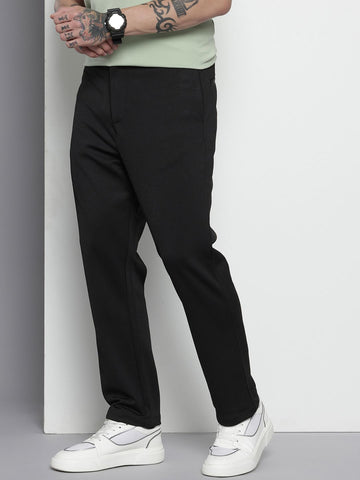 Men's Black Relaxed Fit Casual Chinos