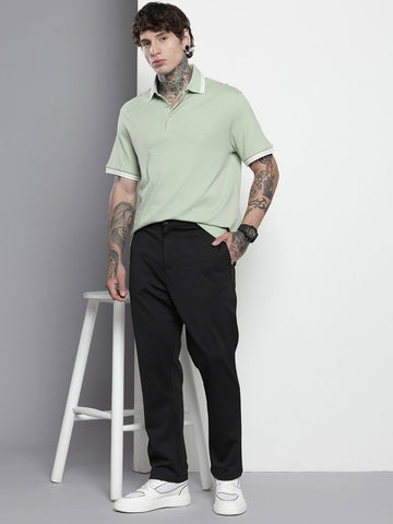 Men's Black Relaxed Fit Casual Chinos