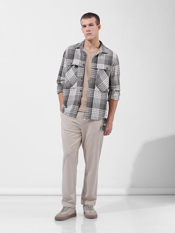 Men's Black Regular Fit Checked Casual Shirt