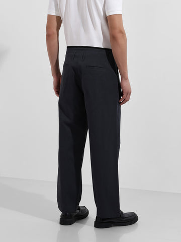 Men's Silver Relaxed Fit Casual Solid Trousers