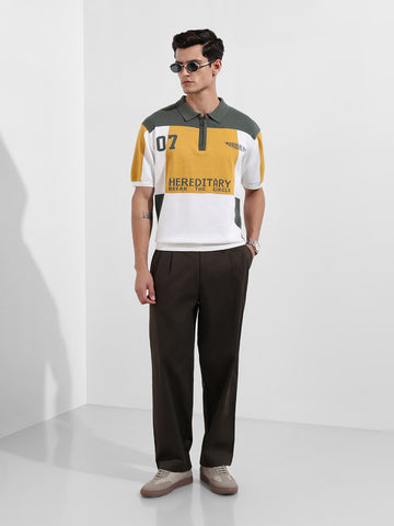 Men's Olive Relaxed Fit Casual Solid Trousers