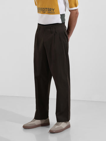 Men's Olive Relaxed Fit Casual Solid Trousers