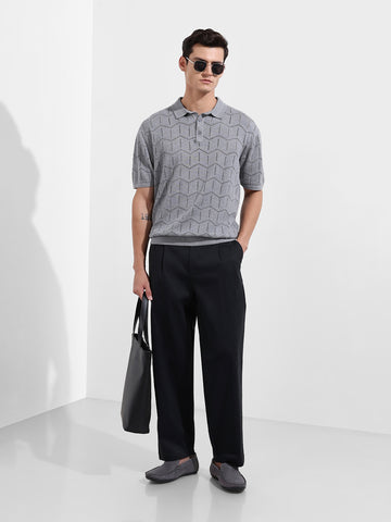 Men's Black Relaxed Fit Casual Solid Trousers