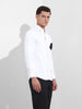 Men's White Slim Fit Embraided Party Wear Shirt