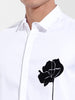 Men's White Slim Fit Embraided Party Wear Shirt