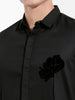 Men's Black Slim Fit Embraided Party Wear Shirt