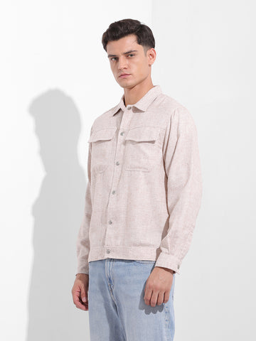 Men's Natural Regular Fit Solid Casual Shirt