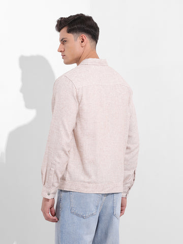 Men's Natural Regular Fit Solid Casual Shirt