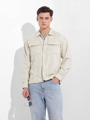 Men's Green Regular Fit Solid Casual Shirt