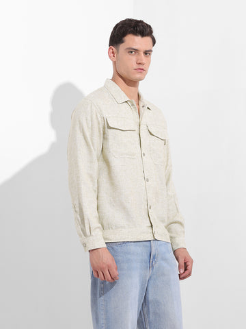 Men's Green Regular Fit Solid Casual Shirt