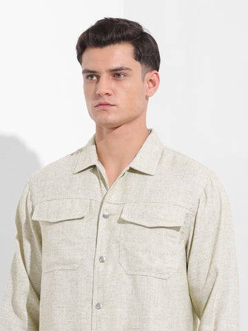 Men's Green Regular Fit Solid Casual Shirt