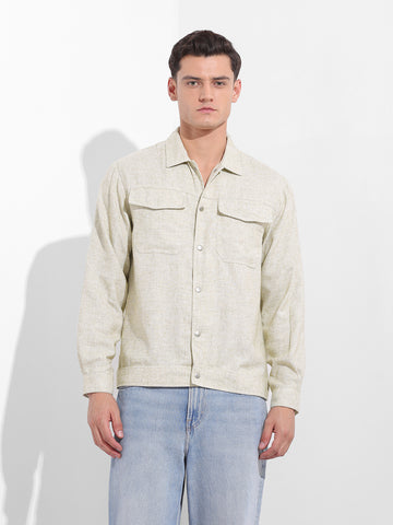 Men's Green Regular Fit Solid Casual Shirt