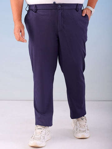 Shop Men's Navy Blue Regular Fit Self Design Plus Size Chino Jogger Online.