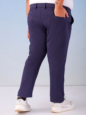 Shop Men's Navy Blue Regular Fit Self Design Plus Size Chino Jogger Online.