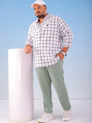 Shop Men's Green Regular Fit Self Design Plus Size Chino Jogger Online.