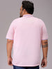 Men's Pink Regular Fit Solid Polo Plus Size T-shirt