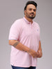 Men's Pink Regular Fit Solid Polo Plus Size T-shirt