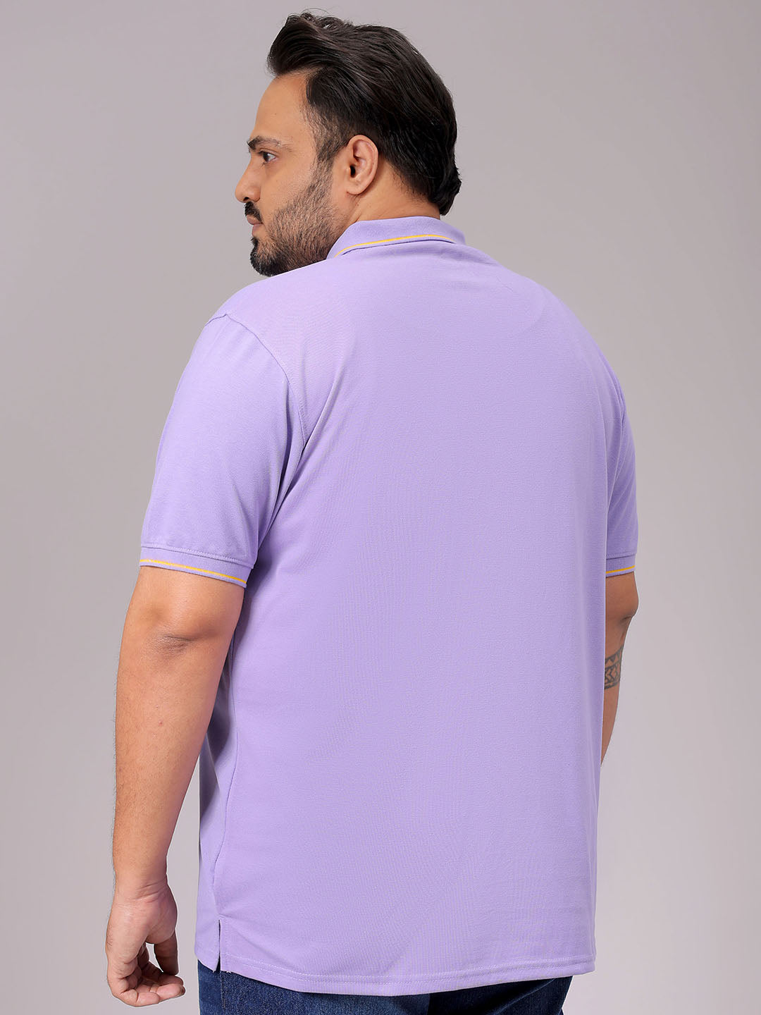 Men's Purple Regular Fit Solid Polo Plus Size T-shirt