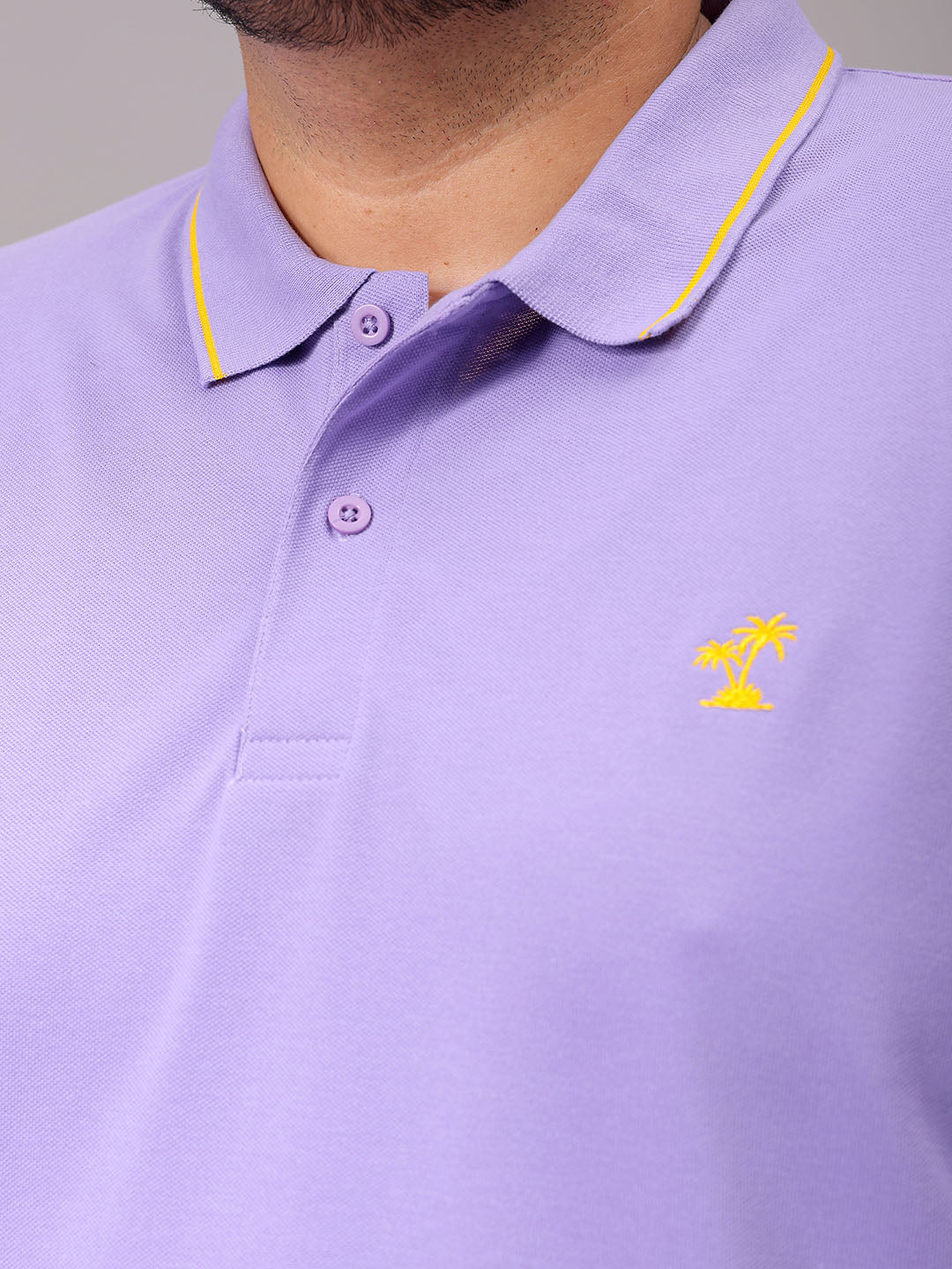 Men's Purple Regular Fit Solid Polo Plus Size T-shirt