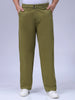Men's Olive Baggy Fit Solid Chinos