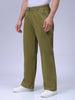 Men's Olive Baggy Fit Solid Chinos