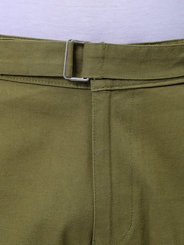 Men's Olive Baggy Fit Solid Chinos