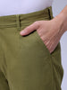 Men's Olive Baggy Fit Solid Chinos