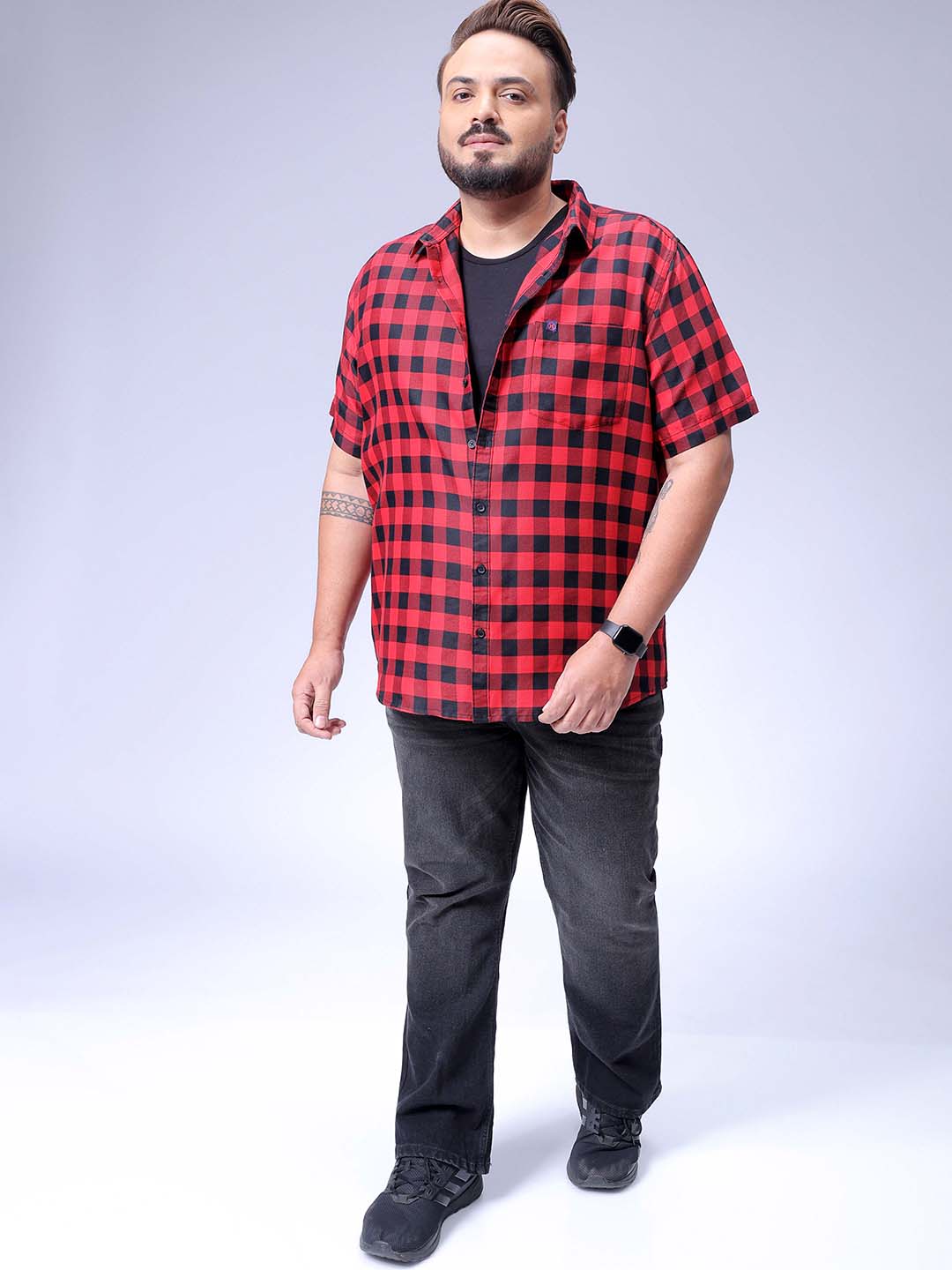 Men's Plus Size Checked Casual Shirt