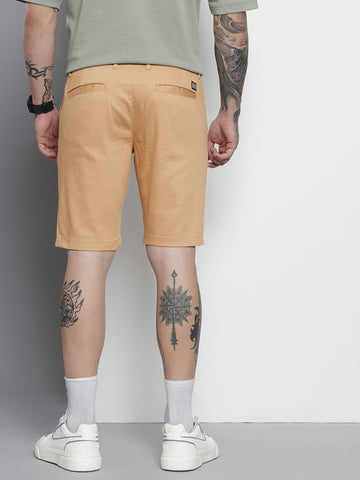 Men's Brown Regular Fit Solid Chino Shorts