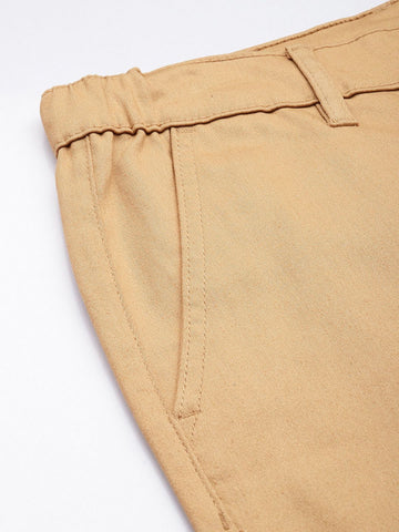 Men's Brown Regular Fit Solid Chino Shorts