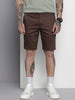 Men's Brown Regular Fit Solid Chino Shorts