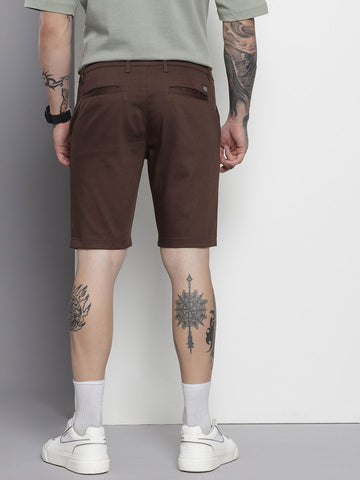 Men's Brown Regular Fit Solid Chino Shorts