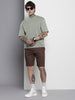 Men's Brown Regular Fit Solid Chino Shorts