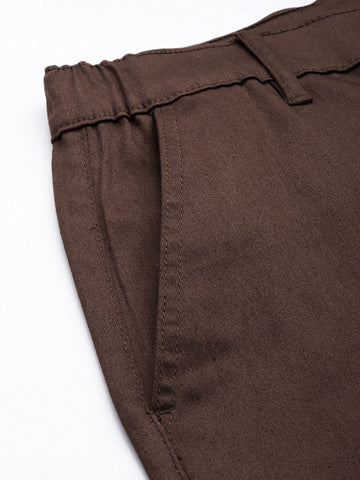 Men's Brown Regular Fit Solid Chino Shorts