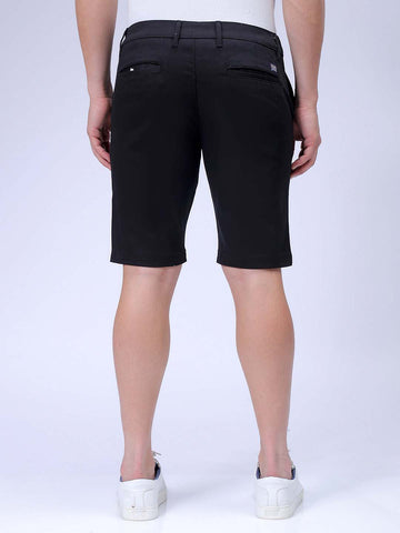 Men's Black Regular Fit Solid Resortwear Chino Shorts