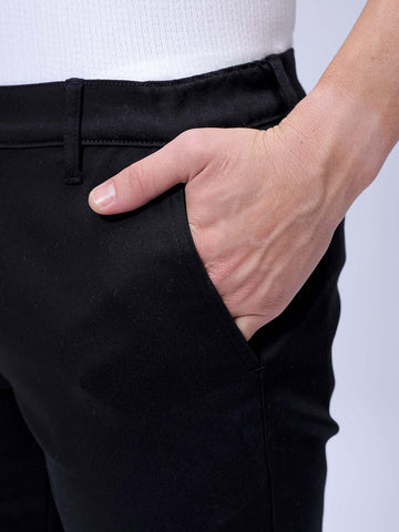 Men's Black Regular Fit Solid Resortwear Chino Shorts