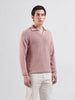 Men's Pink Slim Fit Textured Flat Knit Polo Neck T-Shirt