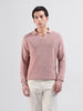 Men's Pink Slim Fit Textured Flat Knit Polo Neck T-Shirt