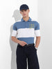 Men's Blue Oversized Fit Solid Flat Knit T-Shirt
