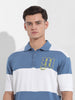 Men's Blue Oversized Fit Solid Flat Knit T-Shirt