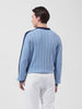 Men's Blue Oversized Fit Textured Flat Knit Polo Collar T-Shirt