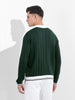 Men's Bottle Green Oversized Fit Textured Flat Knit T-Shirt