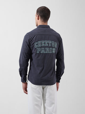 Men's Grey Regular Fit Embroided Street Shirt