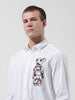Men's White Regular Fit Embroided Street Shirt