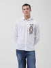 Men's White Regular Fit Embroided Street Shirt